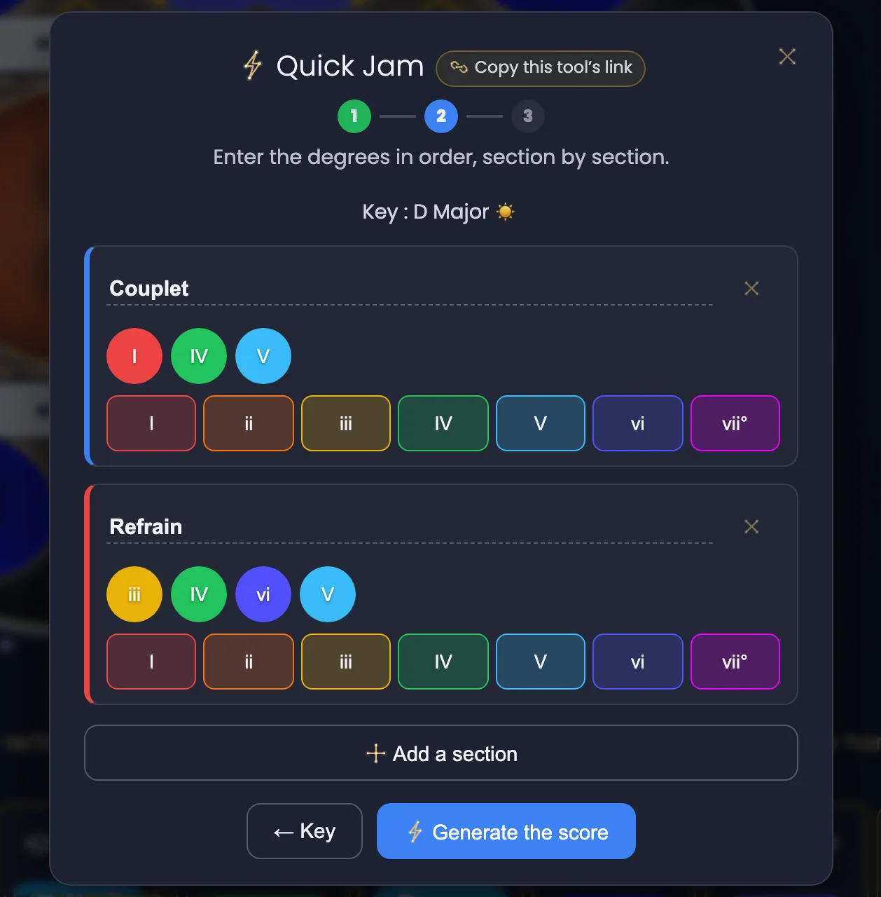 Quick Jam: accompany a musician in three clicks
